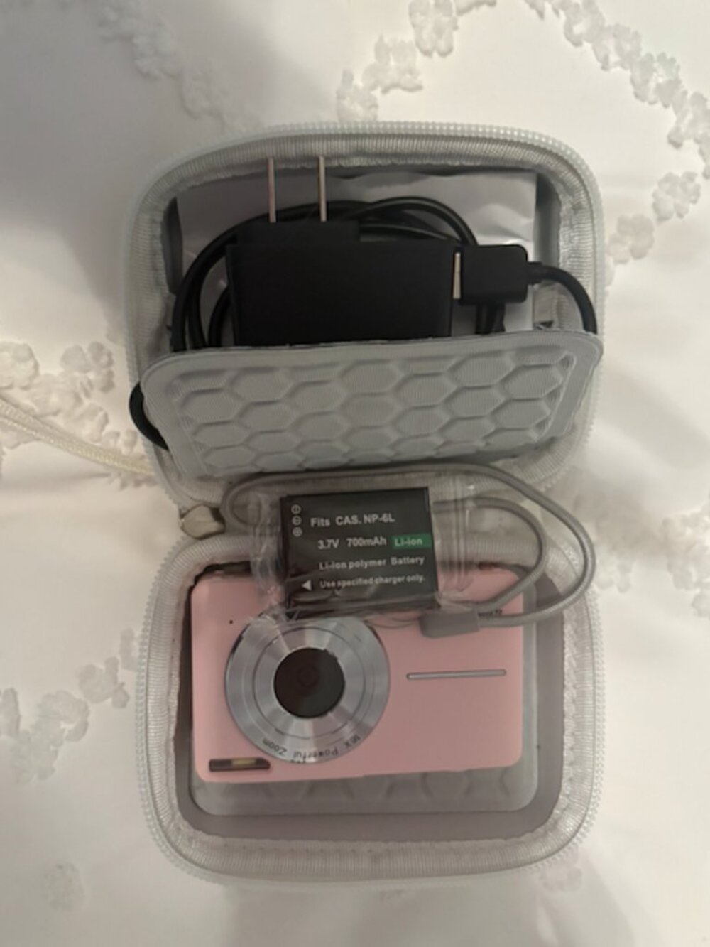Pink 44MP Digital Camera Point & Shoot Vlogging Camera w/ Case Charger Battery